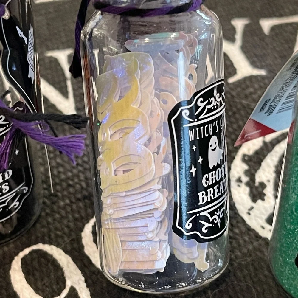 7x Target Mini Halloween Glass Potion Bottles - full set